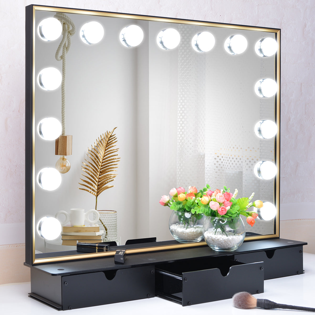 Lighted Vanity Mirror with Storage Box