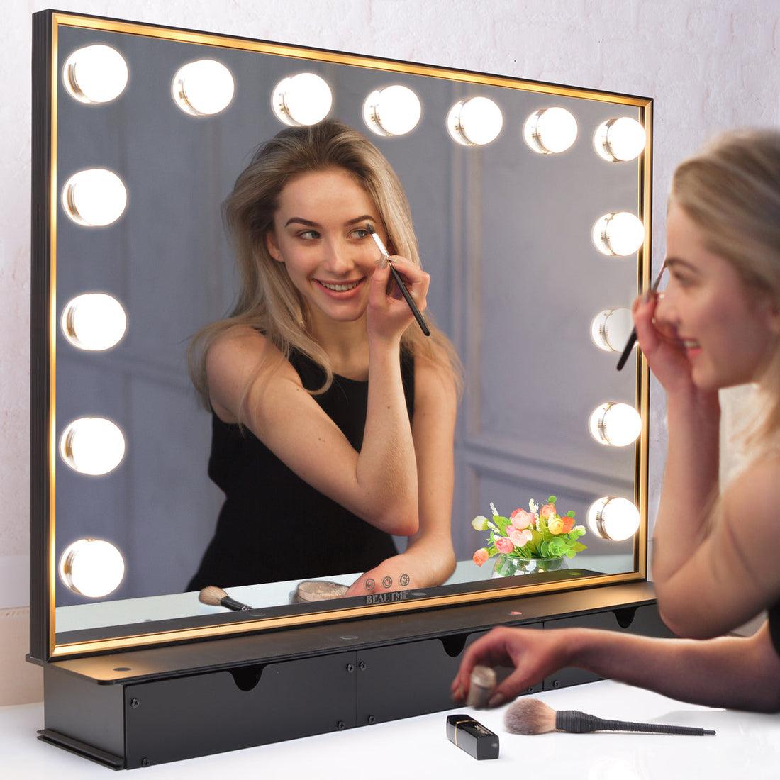 Lighted Vanity Mirror with Storage Box