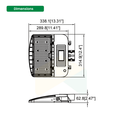 Efficient LED Shoebox Light - Direct Mount - 100W/150W, 5000K, 19500 Lumens, 120-277VAC, Dimmable, IP66, UL Listed, DLC Premium Listed (5 Years Warranty)