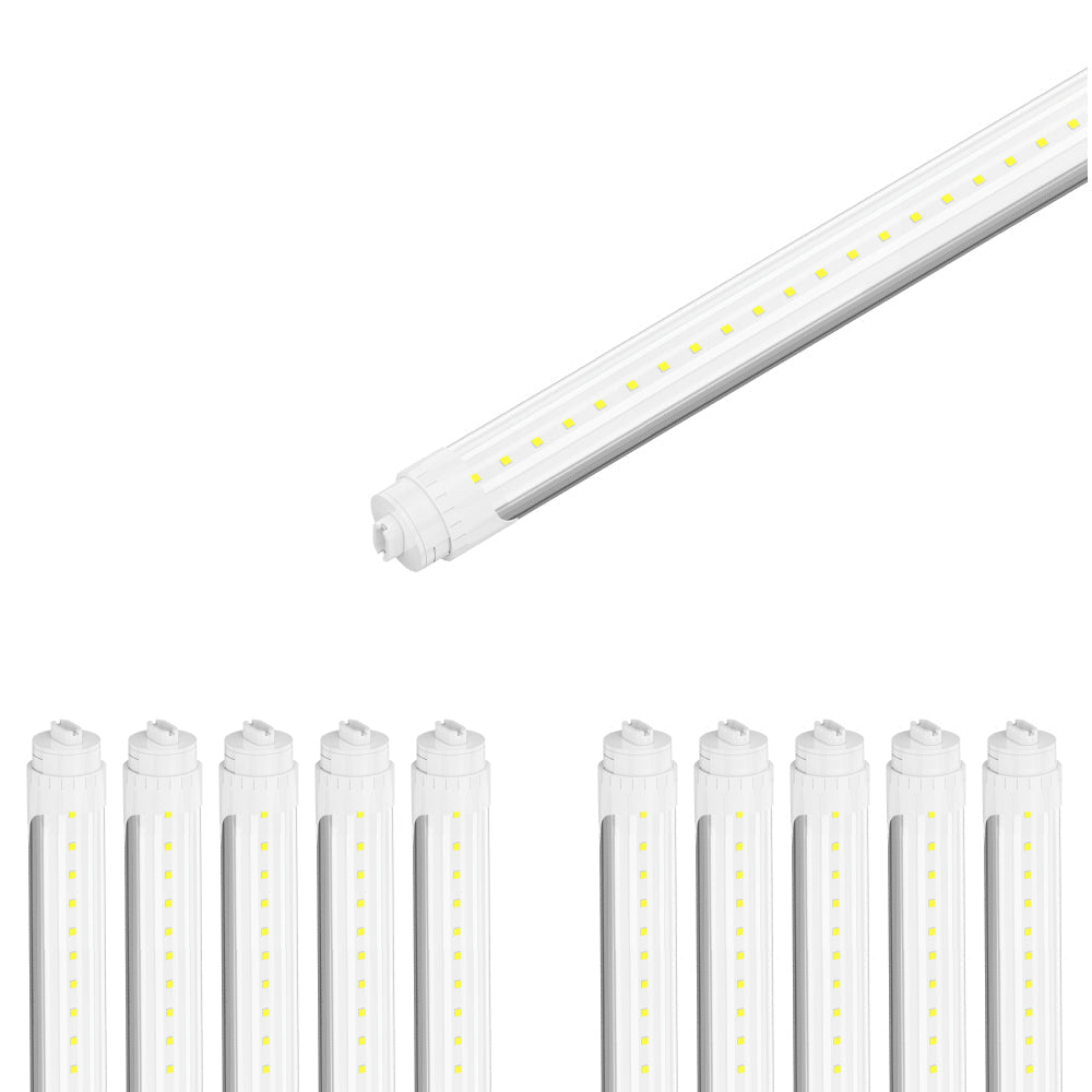 Efficient 8ft LED Tube Light - 40W, 5000K, 5000 Lumens, Clear Cover, R17D (25-Pack)