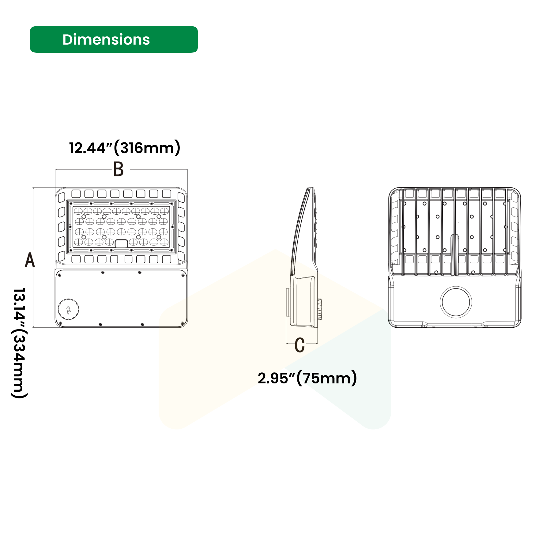 LED Shoebox Light - Direct Mount, 100W/150W/200W, 5000K, Dimmable, Waterproof