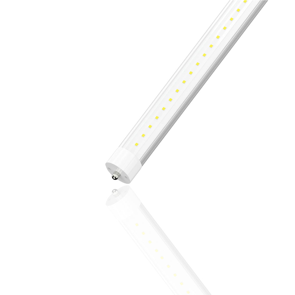 Long-Lasting 8ft LED Tube Light - 40W, 6000K, 5000 Lumens, Clear Cover, FA8 Single Pin (25-Pack)