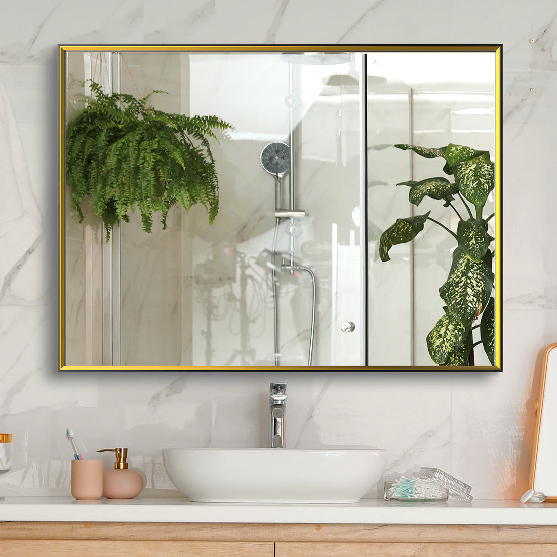 Black Gold Frame Wall Mirror for Bathroom or Living Room