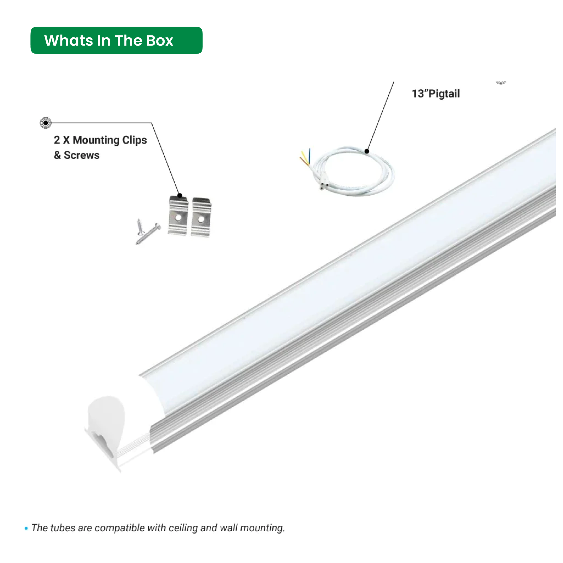 Integrated 4ft LED Tube Light - 30W, 5000K, 3900 Lumens, Traic Dimmable (25-Pack)