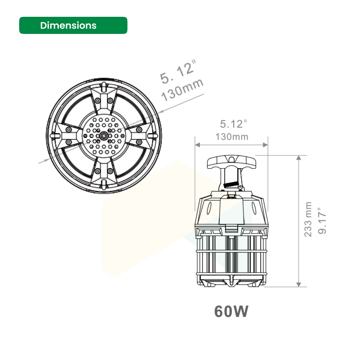 Versatile LED Work Light - 60W, 5000K, 7800 Lumens, 120-277VAC, 360° Beam Angle (4-Pack)