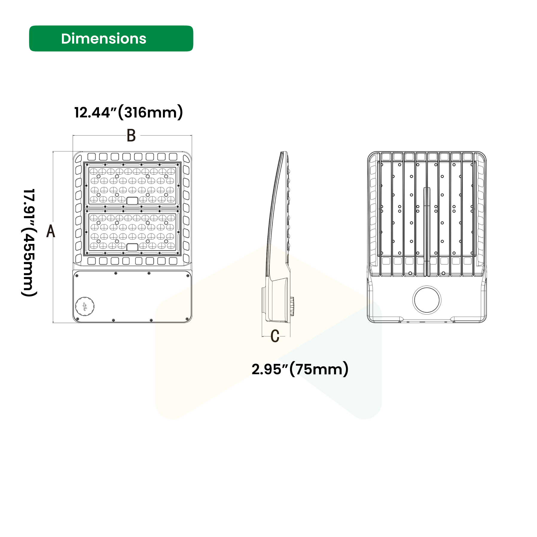 Versatile LED Shoebox Light - Trunnion Mount, 200W/240W/300W, 5000K, Dimmable