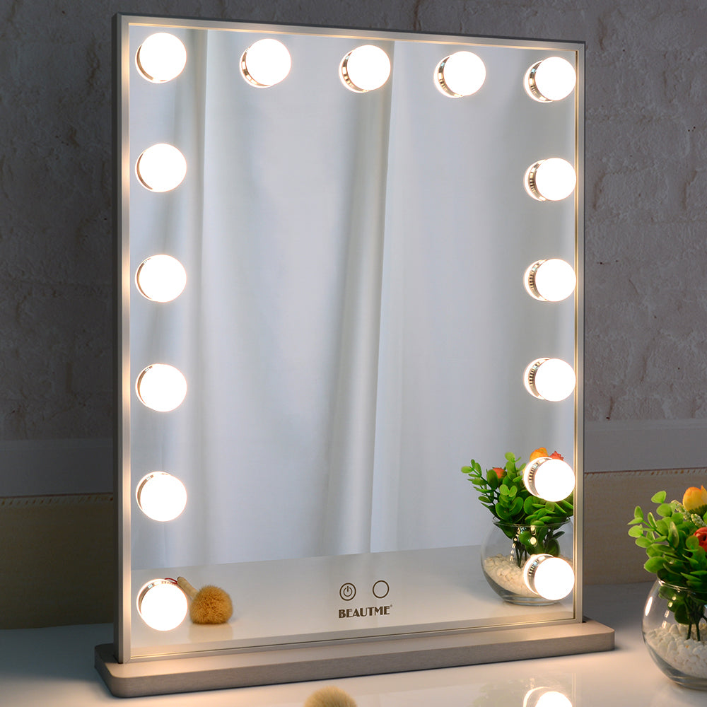 Hollywood Vanity Mirror with 15pcs Adjustable Led Bulbs, Tabletop or Wall Mounted