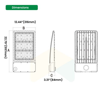 Durable LED Shoebox Light - Direct Mount, 300W/350W/400W, 5000K, Dimmable