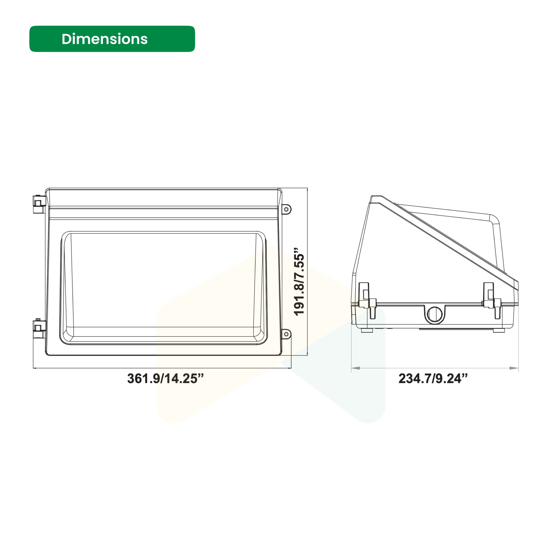 Durable LED Wall Pack - 100W, 5000K, 120-277VAC, Dimmable, UL Listed (5 Years Warranty)