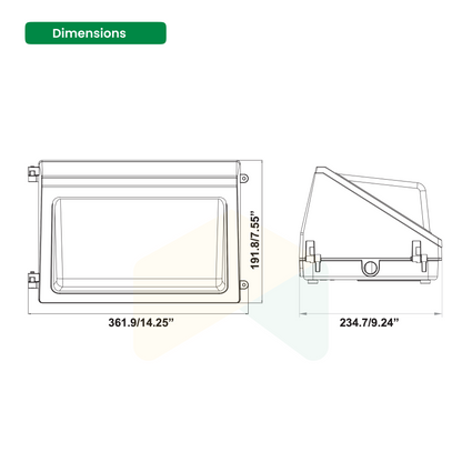 Reliable LED Wall Pack with Photocell - 100W, 5000K, 120-277VAC, Dimmable, UL Listed (5 Years Warranty)