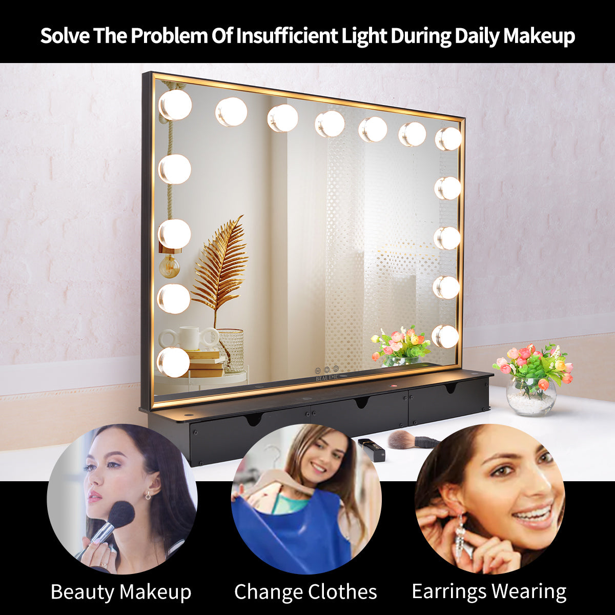 Lighted Vanity Mirror with Storage Box