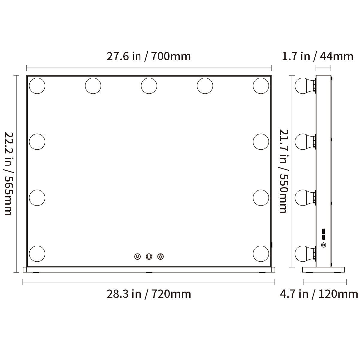 Hollywood Style Lighted Vanity Mirror with Dimmer