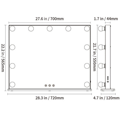 Hollywood Style Lighted Vanity Mirror with Dimmer