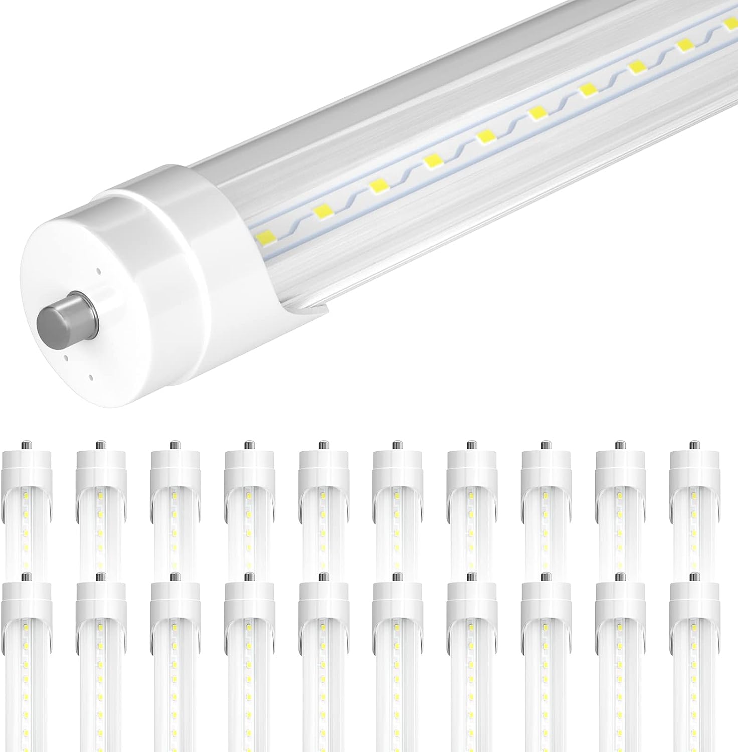 Reliable 8ft LED Tube Light - 40W, 5000K, 5000 Lumens, Clear Cover, 25-Pack