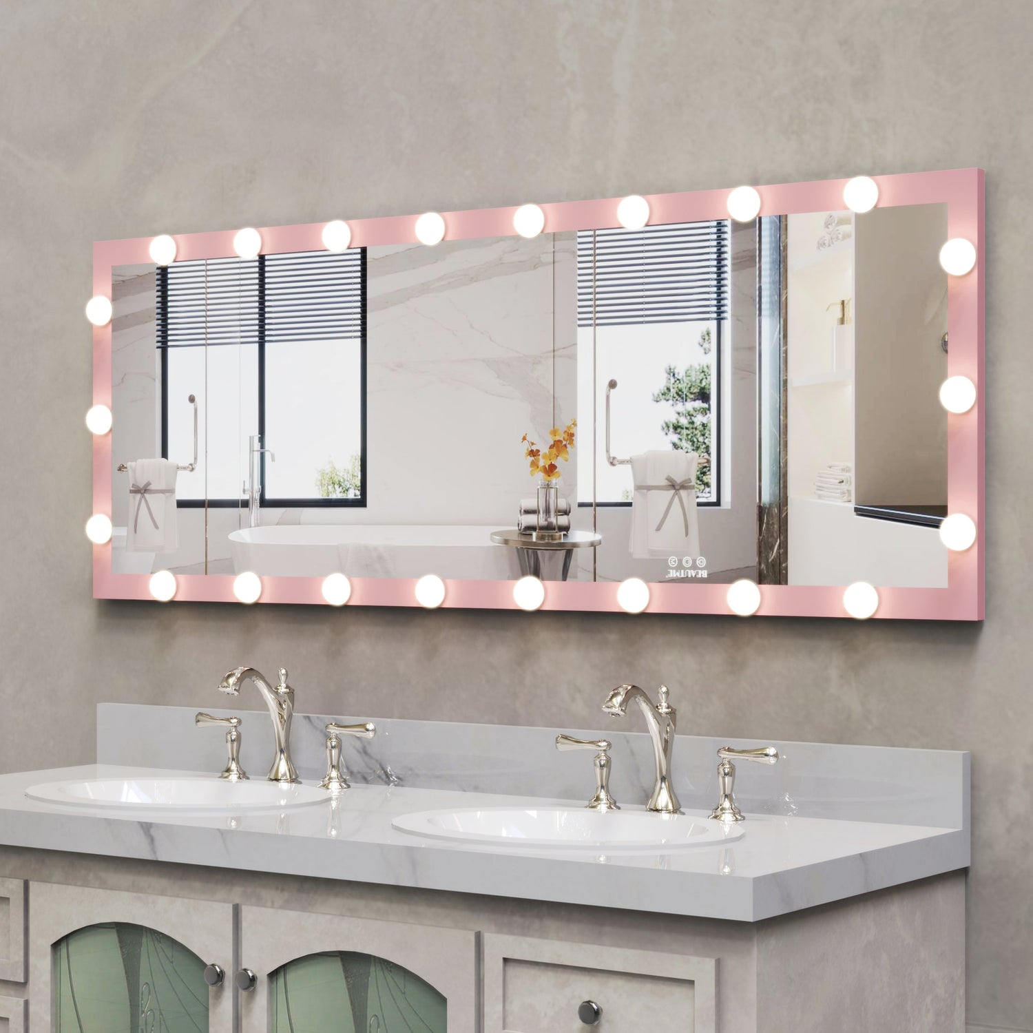 Wall Standing Bedroom Mirror with LED Bulbs