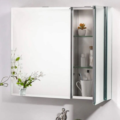 Frameless Medicine Cabinet - 30 x 26 Inches, Double-Sided Mirror, 2 Doors