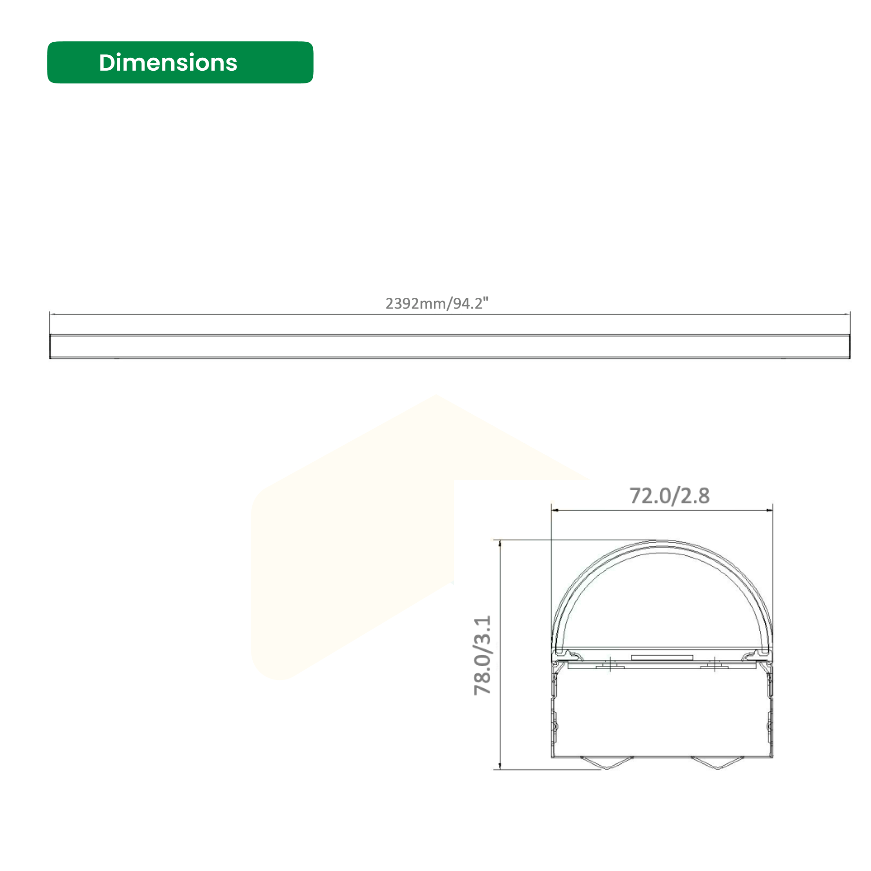 8ft LED Linear Strip Light - 65W/75W/90W - Color Changeable - 120-277VAC - Dimmable - UL Listed - DLC Premium - 6-Pack