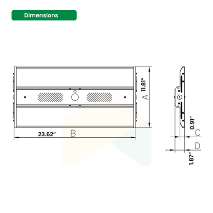 LED Linear High Bay Light - 160W - 5000K - 24000 Lumens - Dimmable - UL Listed - DLC Premium - 2-Pack