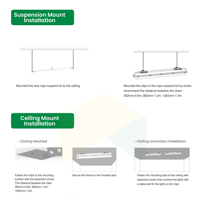 4FT Vapor Proof Light - Wattage Adjustable - 3000/4000/5000K