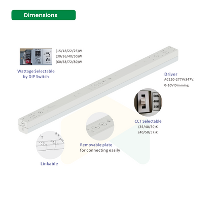 LED Strip Lights: 33. 4FT Strip Lights - Wattage Adjustable - 3500/4000/5000K