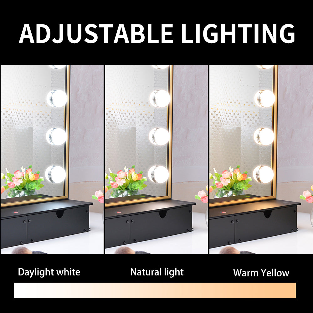 Lighted Vanity Mirror with Storage Box