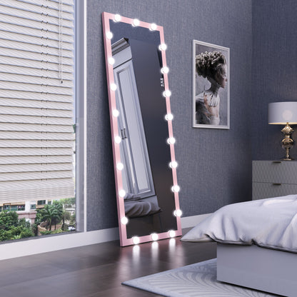 Wall Standing Bedroom Mirror with LED Bulbs